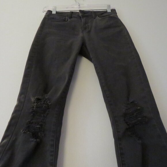 L'AGENCE High-Rise Margot Skinny Jeans in Zinc Destruct Distressed - Size 25 - Picture 11 of 16